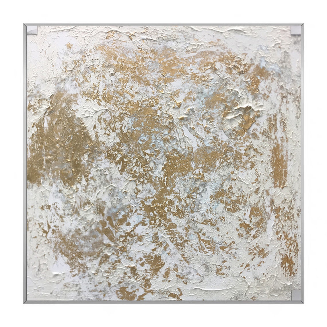 White and Gold Textured Abstract Canvas Painting Large Etsy