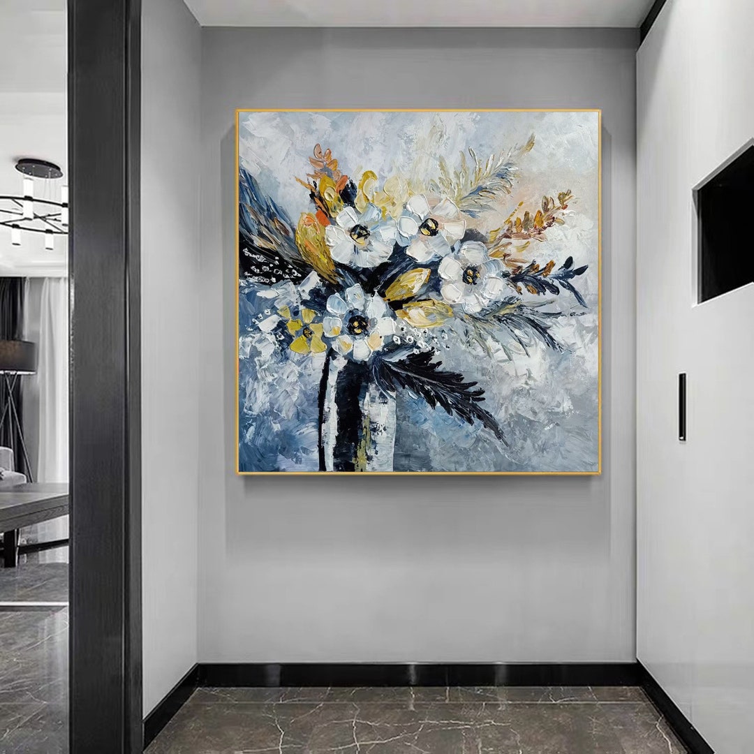 Abstract Floral Oil Painting on Canvas: Textured Nature Wall Art - Etsy