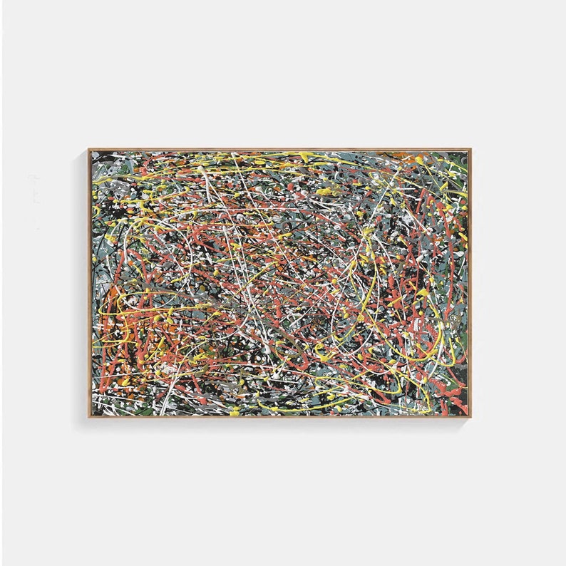 Large Original Abstract Painting For Living Room Jackson Pollock inspired Style Art Modern Pollock Style Splatter & Dripping Painting Q91 image 4