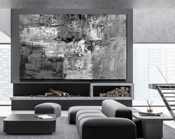 Abstract painting | Black and white abstract art | Canvas painting | Modern art | Modern art painting |  Large abstract painting