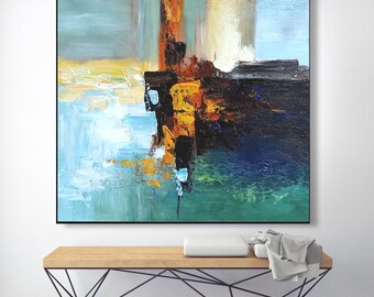 Large Neutral Abstract Painting: Textured Modern Wall Art