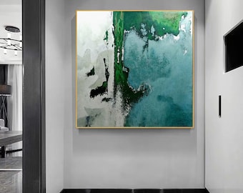 Large Abstract Painting on Canvas Deep Blue Wall Art Modern Modern Painting, Landscape Artwork, Contemporary Wall Art Textured Wall Art Q159