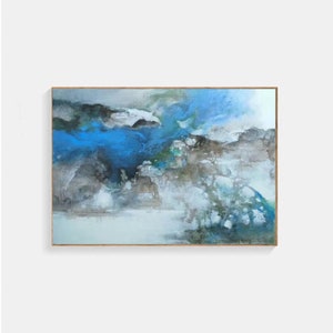 Calm Blue Abstract Canvas Art: Modern Navy Strokes Wall Decor