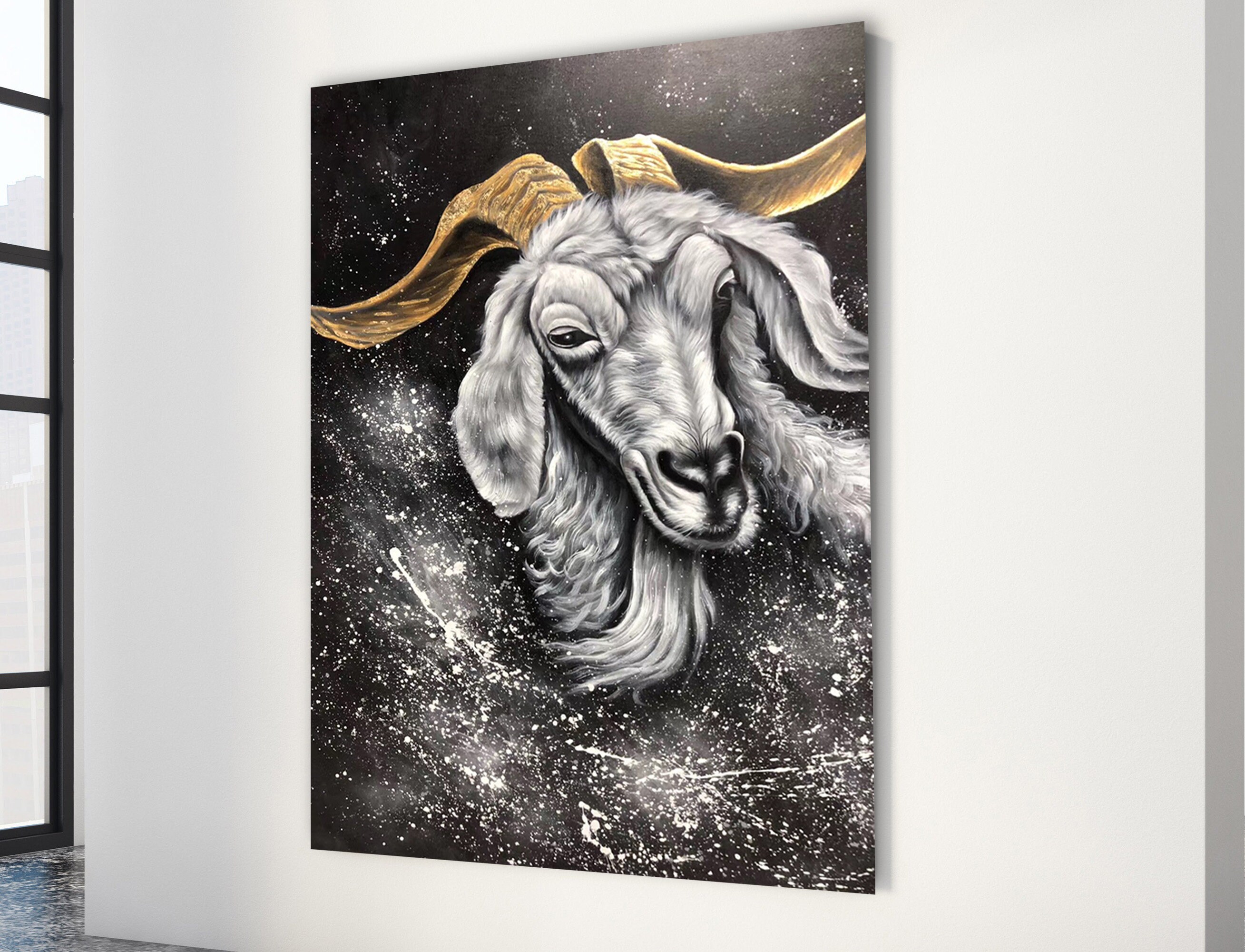 Schafe Malerei, Lamm Bauernhof Tiere Acryl-Malerei Wand Kunst