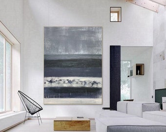 Abstract painting, Black Painting, Neutral Tone Painting, White Minimalist Painting, Modern Wall Art, Living Room Decor, Large art Q108