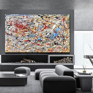Jackson Pollock Style Painting- Canvas Wall Art, Bedroom Decor, Large Wall Art, Modern Abstract Art, Canvas Paintings, Textured Art Q146