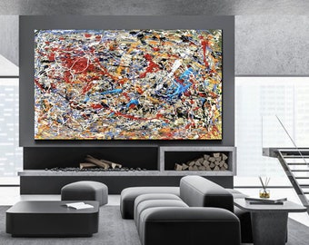 Jackson Pollock Style Painting- Canvas Wall Art, Bedroom Decor, Large Wall Art, Modern Abstract Art, Canvas Paintings, Textured Art Q146