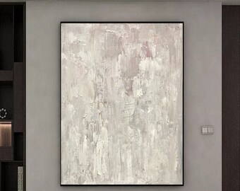 Abstract art| Canvas painting| Modern art| Modern art painting | Abstract painting | White Pink abstract painting | Large Oil Painting Q11