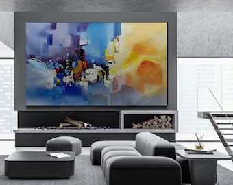 Original Abstract Textured Painting: Modern Living Room Wall Art