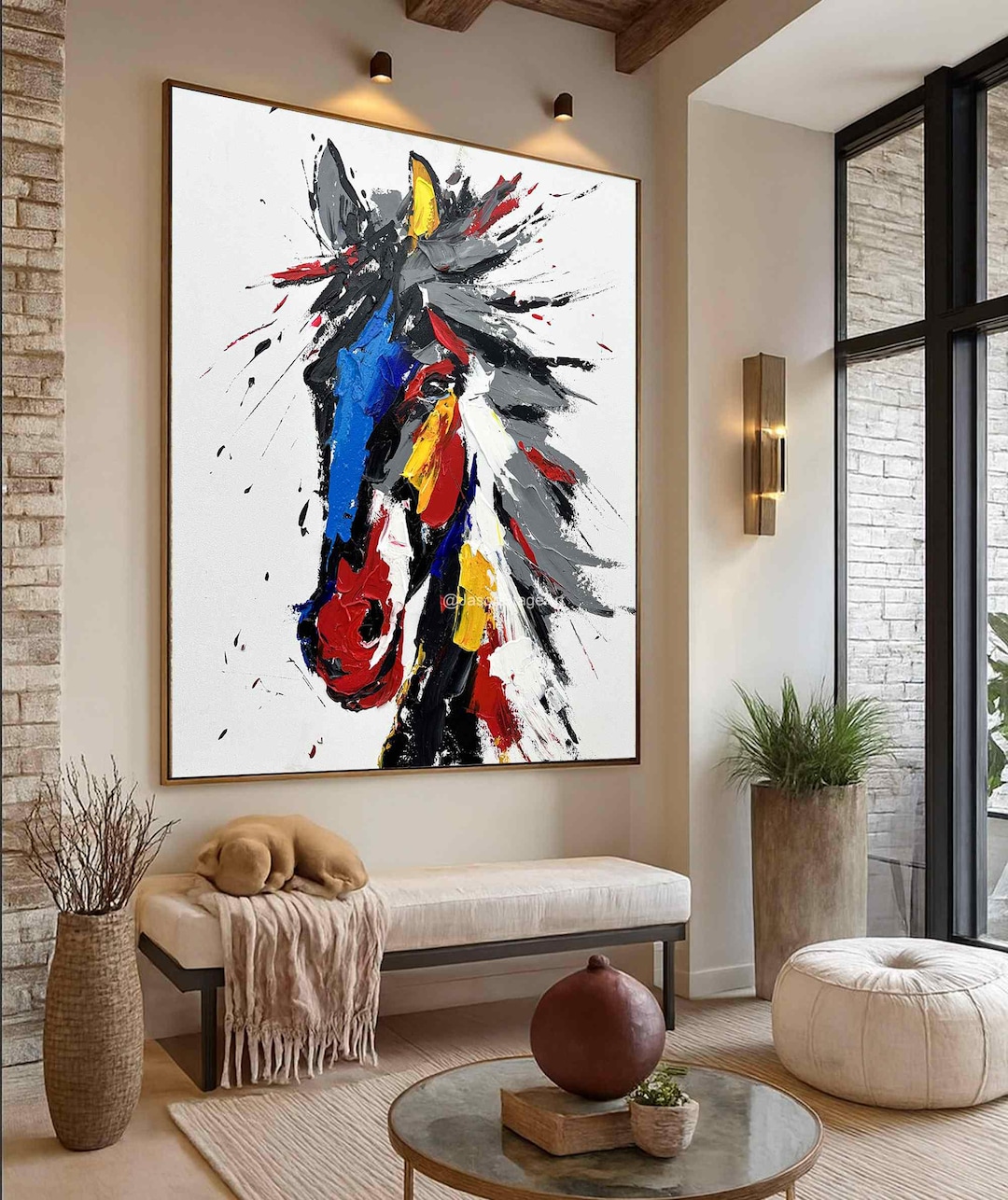 Horse Abstract Oil Painting on Canvas: Large Modern Wall Art ...