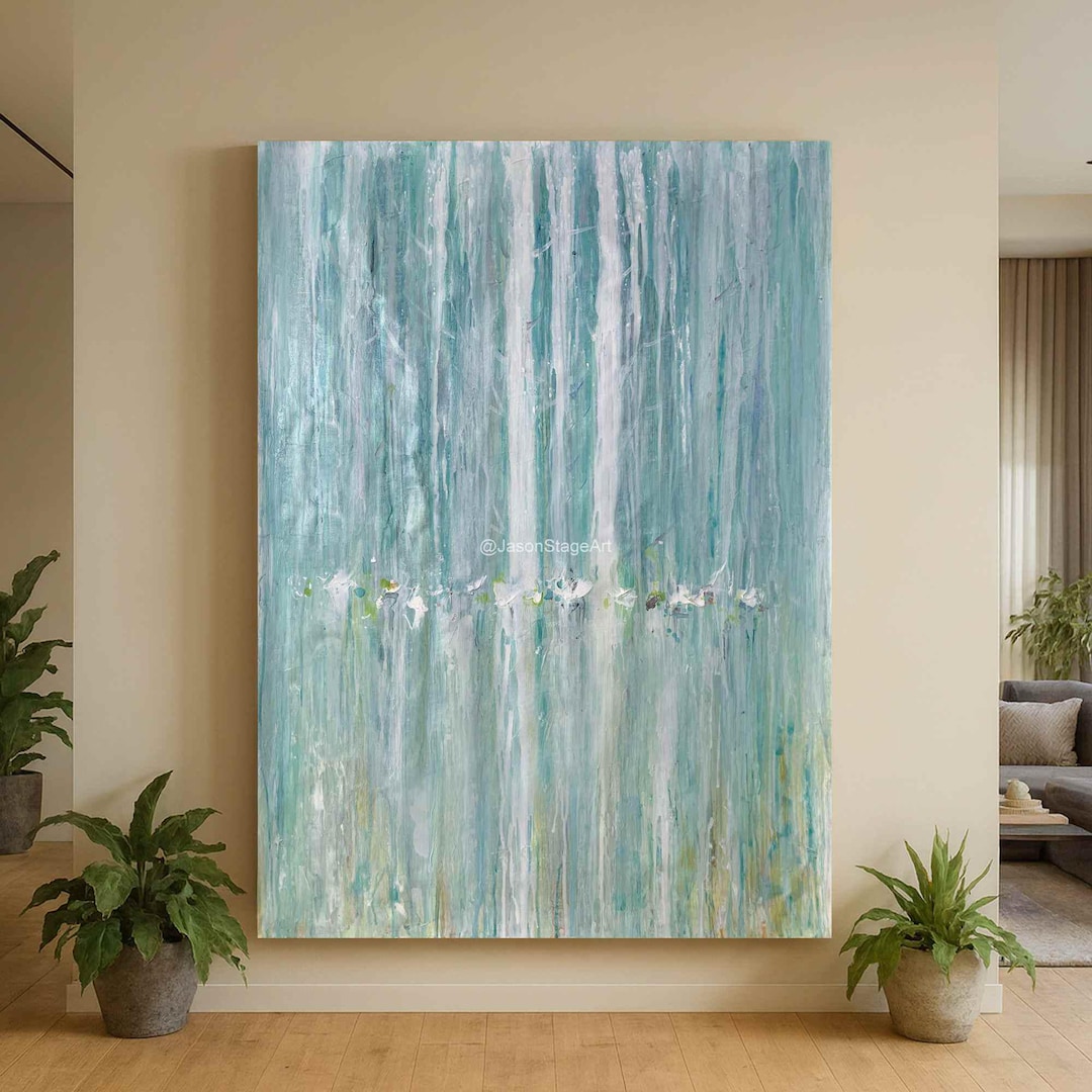Large Blue Abstract Oil Painting on Canvas | Modern Wall Art Q151 - Etsy