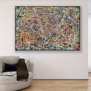 Large Original Abstract Painting For Living Room Jackson Pollock inspired Style Art Modern Pollock Style Splatter & Dripping Painting Q91 image 3