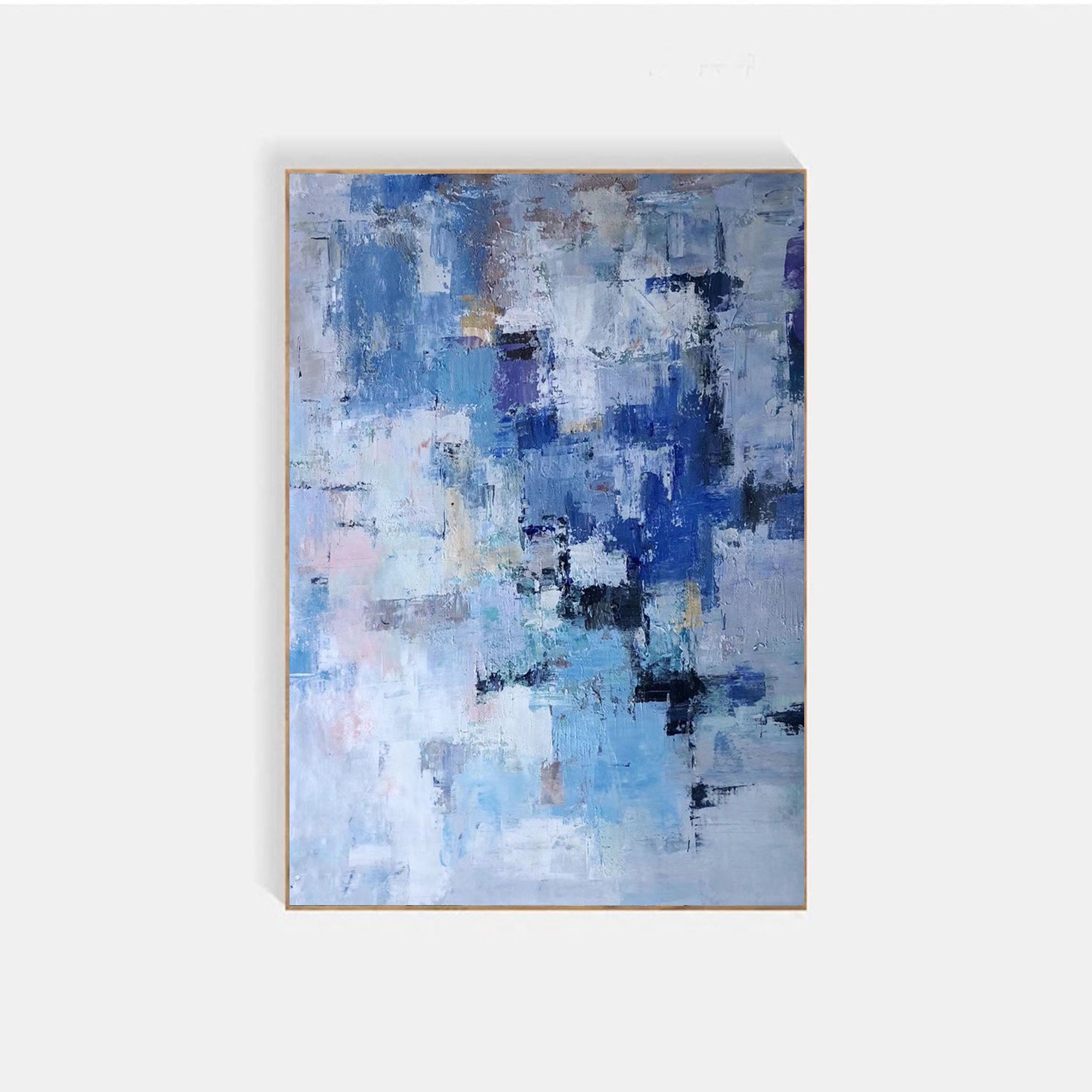 抽象芸術 | キャンバス画 | 現代アート | 青の抽象画 | 白ピンクの抽象