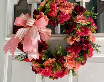 Everyday floral wreath for your front door, Zinnia flowers on a grapevine for your home decor, indoor wall decor, Gift for home decor.