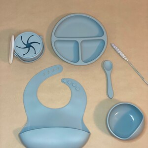 Waterproof Silicone Baby Set - (Bib + Bowl + Plate + Spoon + Snack Cup)