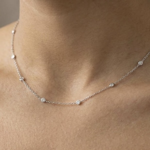 Collar de cadena de diamantes de platino macizo PT950 de 45 cm. Elegante, lujoso y con clase.