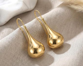 KECHO Orecchini Pendenti In Oro Massiccio 14k - A Goccia Con Chiusura A Leva - Gioielli Donna Oro Giallo, Regalo Di Compleanno