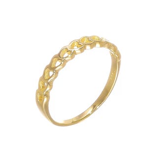 14K Solid Yellow Gold Cut Out Heart Design Ring Band | Dainty Heart Ring | Yellow Gold Minimalist Heart Ring I Minimalistic Heart Ring