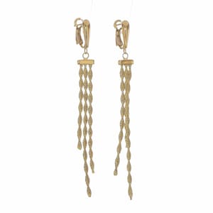 14k Yellow Gold Classy Elegant Dangle Stationary 3 Strand Fancy Twisted Chain Lever Back 3-1/4-inch Long Elegant Luxurious Earrings