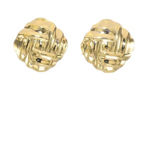 14k Yellow Gold Omega Back Gorgeous Luxurious Fancy Classic Retro Design Post Stud Earrings