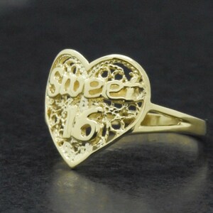 14k Solid Yellow Gold Filigree Sweet 16 Años 16 Years 16th Birthday ...
