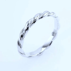 Solid 950 Platinum Twisted Design 3 mm Wide Fancy Bridal Wedding Minimalist Band Ring
