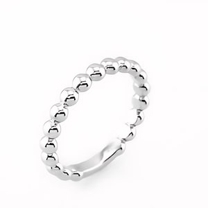 Gorgeous Solid High End 950 Platinum Dainty Beaded Minimalist Classic Vintage Style 3 mm Stackable Band Ring