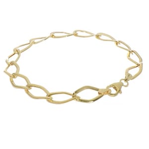 14k Yellow Gold Custom Specialty Wide Open Link / 8 mm Wide Link by 7.5-inch Long | High-Polish Hollow Link Elegant Bracelet