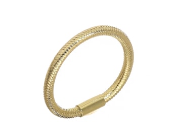 14k massivt gult guld elegant och elegant meshring | Minimalistisk cocktail-uttalande flexibel och töjbar storlek 6 till 8 / 2 mm söt meshring