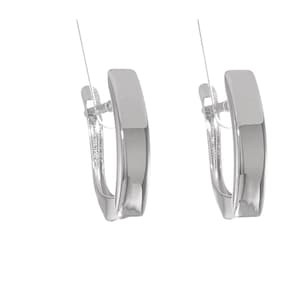 Brincos de argola minimalistas com dobradiça lisa em ouro branco 14k | Brincos de argola minimalistas com fecho traseiro e acabamento polido de 3/4 pol. (L)