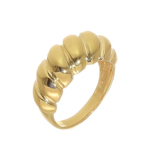 14k Gold Croissant Ring | Solid Gold Twisted Dome Ring | Chunky Bold Französisch Croissant Ring | Minimalistischer Twist Siegelring