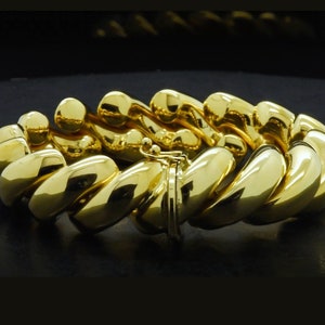 Solid 14K Yellow Gold High Polished Minimalist 14 mm 7-inch San marco Bracelet