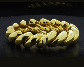 Solid 14K Yellow Gold High Polished Minimalist 14 mm 7-inch San marco Bracelet