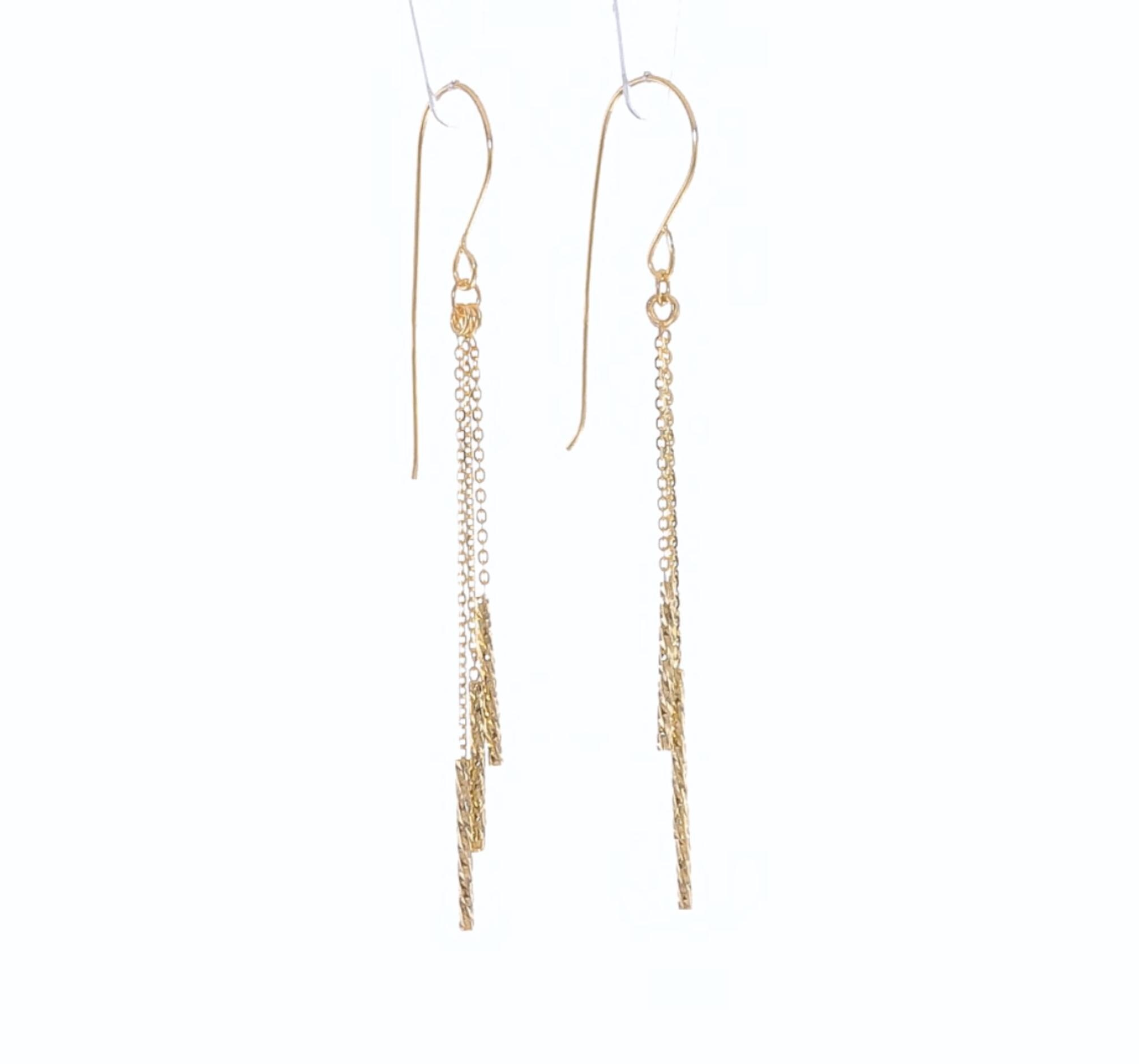 Chain Link String 14k Yellow Gold String Dangle Chain Fine Dainty Petite Fish Hook/french ...