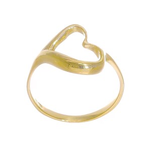 14k Solid Yellow Gold Heart Ring | Minimalist Open Heart Dainty Style Ring Band