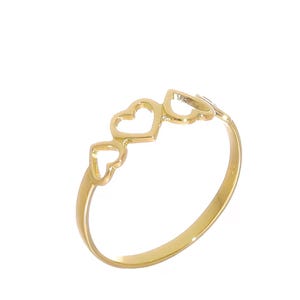 14K Solid Yellow Gold Cut Out Heart Ring Band | Dainty Classy Heart Ring | Solid Yellow Gold Minimalist Heart Ring I Minimalistic Heart Ring