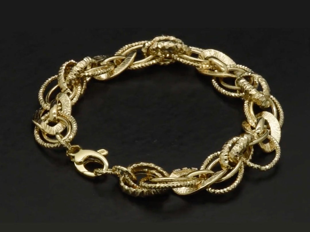 14k Yellow Gold High End Fine Jewelry Women's High Polished Fancy