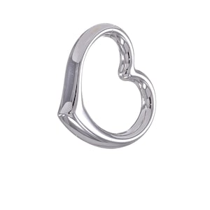 14k Solid White Gold Minimalist 3D Minimalistic High Polish Heart Slide Pendant | Mirror Finish Hollow 1-inch Slide Pendant