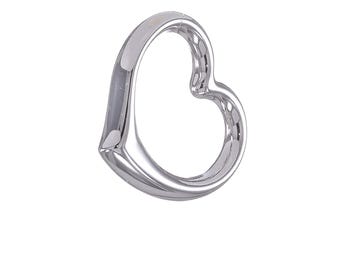 14k Solid White Gold Minimalist 3D Minimalistic High Polish Heart Slide Pendant | Mirror Finish Hollow 1-inch Slide Pendant