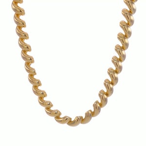 Solid 14K Yellow Gold High Polished Link Fancy San Marco Chain 17-in Necklace