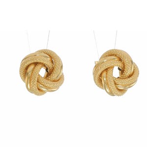 14k Yellow Gold Minimalist Love Knot Earrings | Elegant Classy High Polish & Textured Love Knot Post Studded Stud Earrings