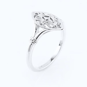 Solid 950 Platinum Valentines Gift Antique Vintage Classic Style Stylish Women's Statement Ring