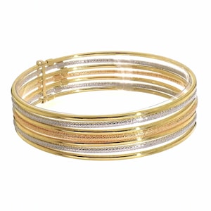 14k Three Tone Tricolor Solid Gold Pink/rose Semanario Stacked