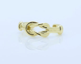 10k Solid Yellow Gold Women's Love Knot Gorgeous Statement Dainty Beach Summer Adjustable Minimalist Toe Ring