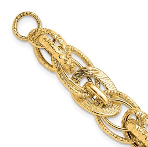 14k Yellow Gold High End Fine Jewelry Women's High Polished Fancy