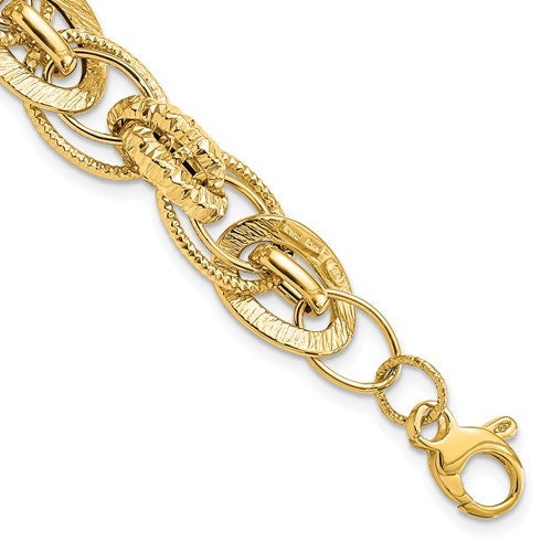 14k Yellow Gold High End Fine Jewelry Women's High Polished Fancy