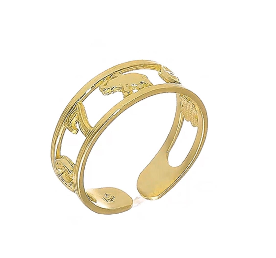 Toe Number Rings 10k Solid Yellow Gold Elephant #7 Luck Toe Ring | Bold Style Toe Ring ...