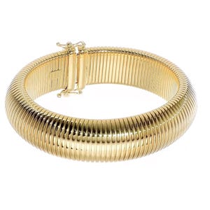 14K Yellow Gold High End Wide Omega Bracelet | High Polished  7.25-in Length x 14.5 mm Wide Bracelet | Fancy Luxurious Bracelet