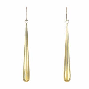 14k Yellow Gold Fine Dainty Fish Hook/French Wire TearDrop Long Drop Dangle Minimalist Classy Vintage Style 2-1/16-Inch Long Earrings