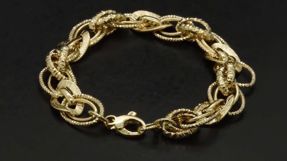 14k Yellow Gold High End Fine Jewelry Women's High Polished Fancy